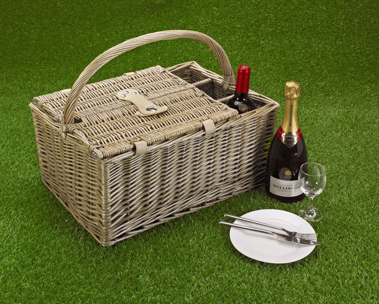 Luxury Picnic Basket, ThreeBottle Folding Hamper Empty Hampers & Baskets