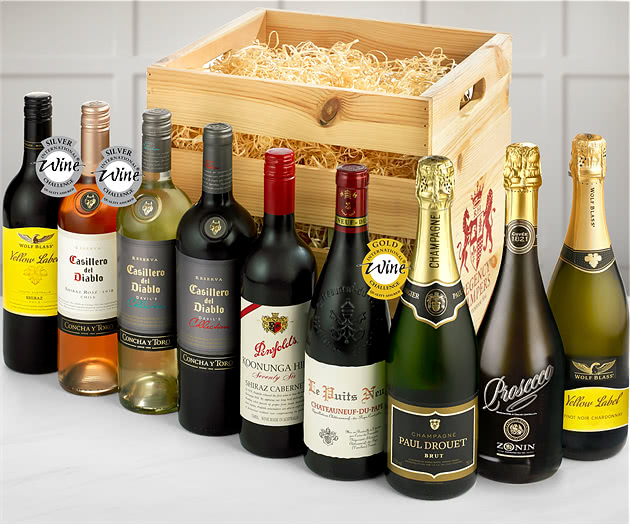 Luxury Wine & Champagne Selection Wooden Crate