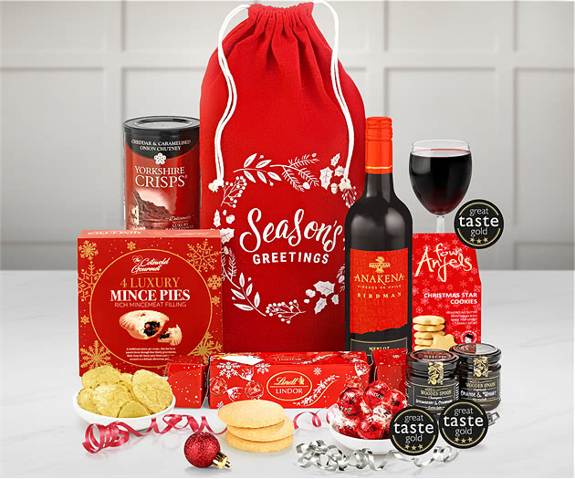 Festive Fireside Hamper With Red Wine