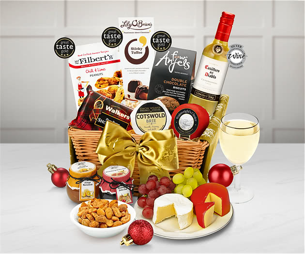 Silent Night Hamper With White Wine