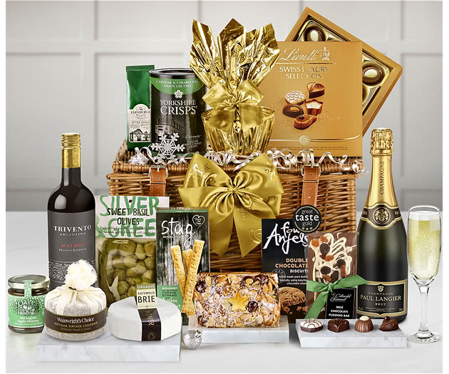 Christmas Surprise Hamper With Champagne & Red Wine